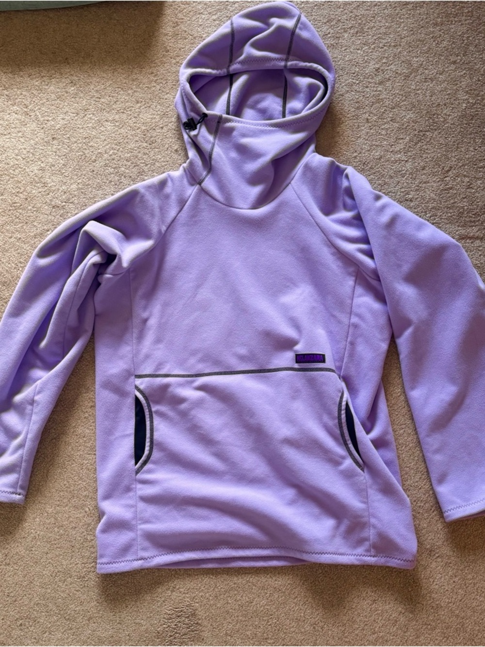 Mens Lavender Hooded Pullover Fleece Top - Melanzana